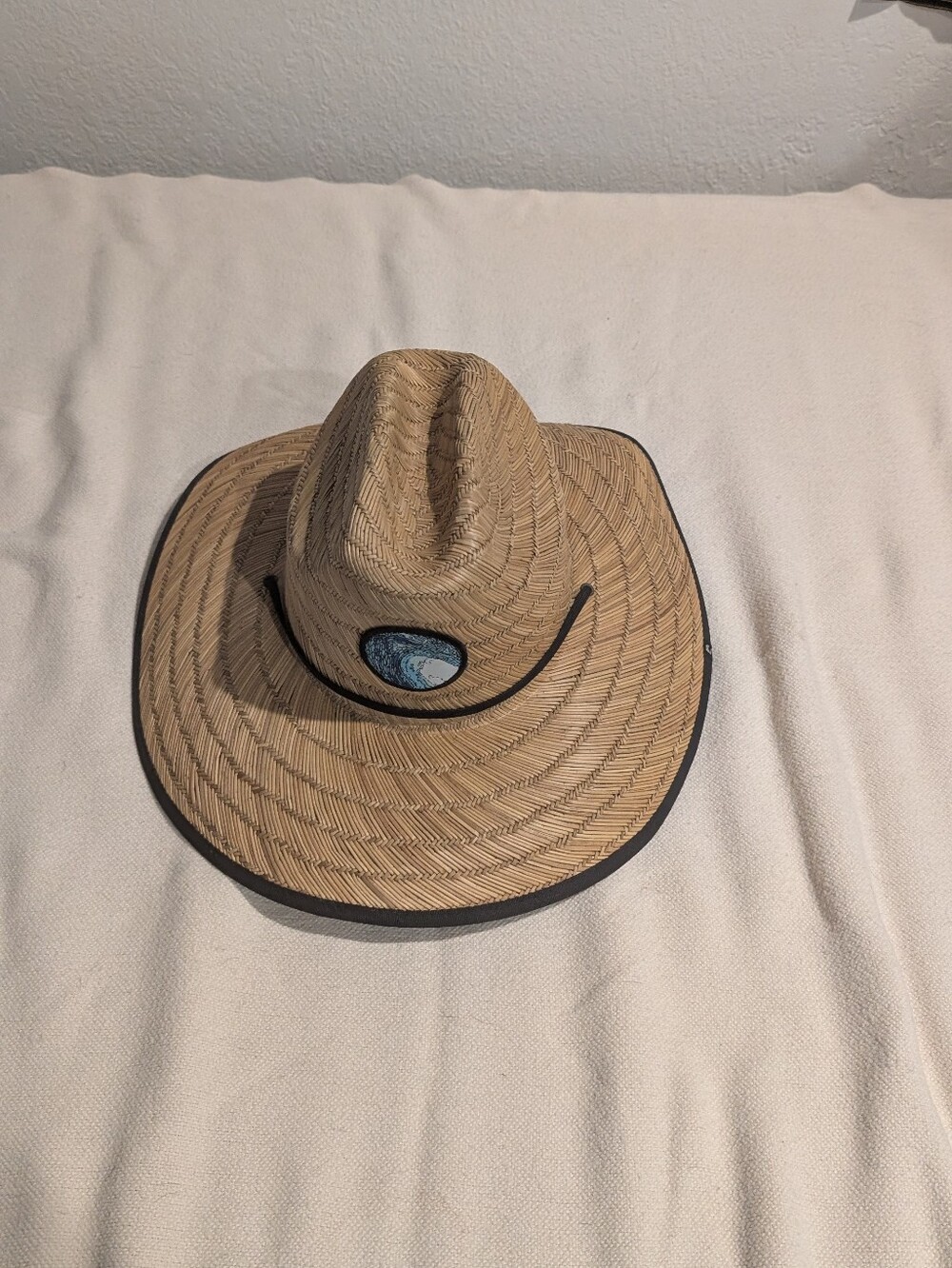 Men's Straw Sun Hat with Blue Accent
